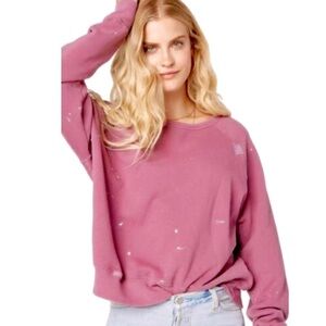 NWT Daydreamer Paint Splatter French Terry Crewneck Sweatshirt in Jam Size Small